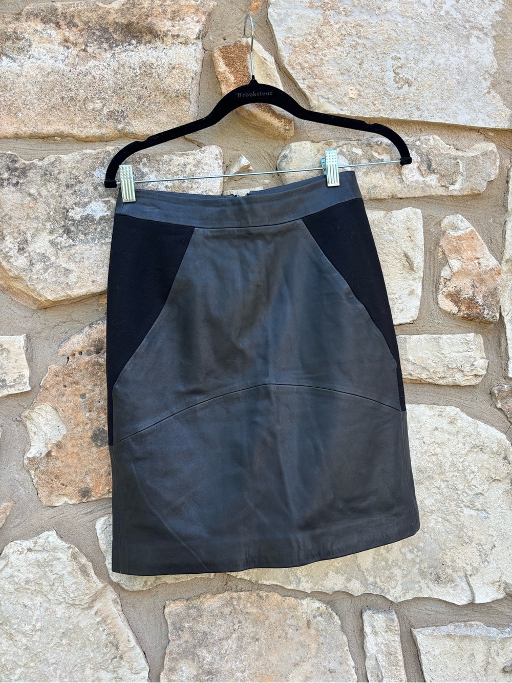 Reiss Leather Mini Skirt Black Lambskin Panel US 2